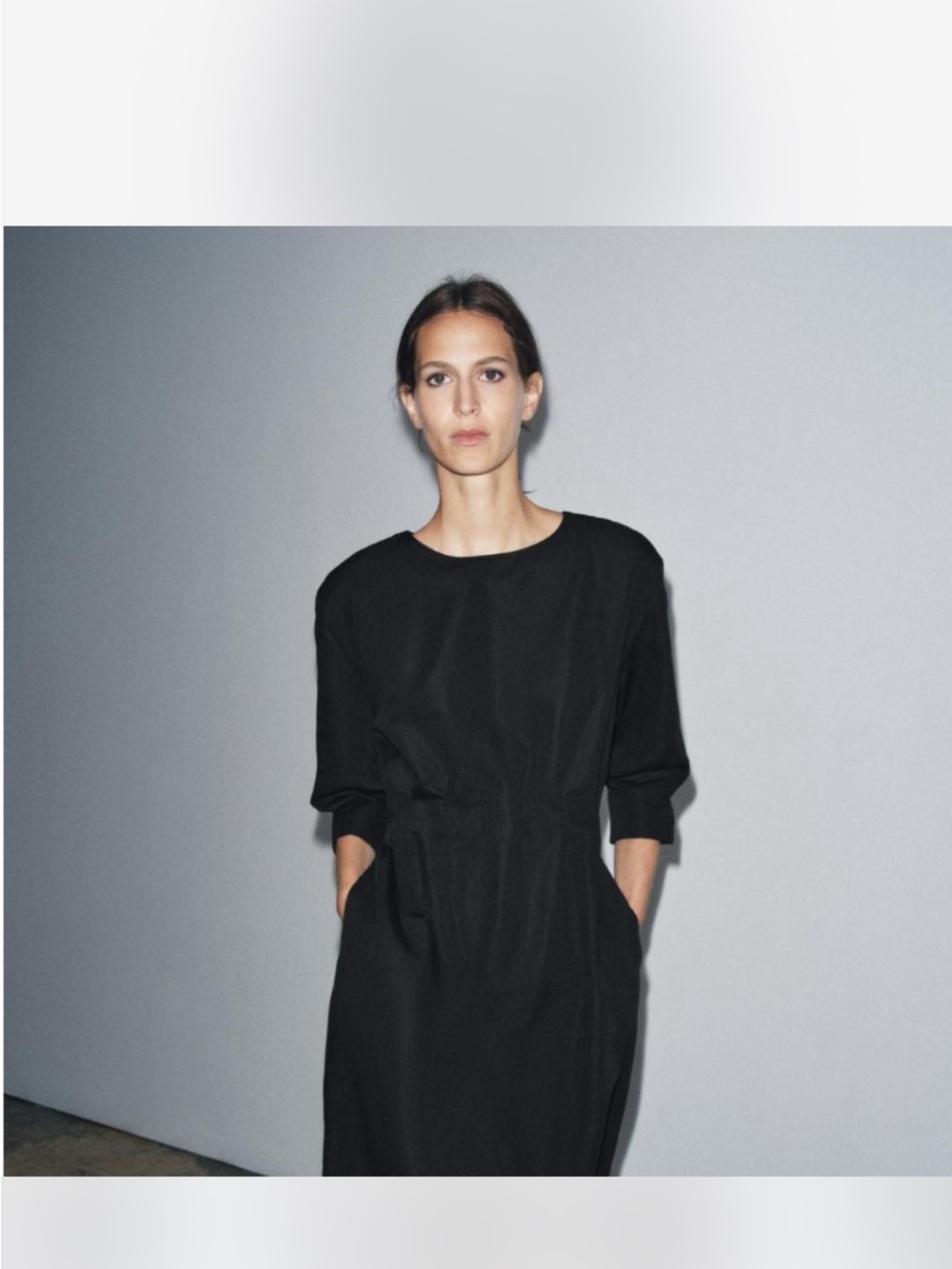 Zara NWT Black Women's Midi Dress with Pockets